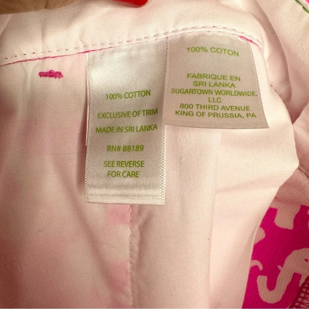 Lilly Pulitzer Pink and White Elephant Scallop Hem Shorts